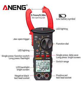 Multímetro Digital ST180 de 4000 Cuentas Pinza Amperimétrica de Corriente CA Probador de Voltaje Amperímetro para <span class=keywords><strong>Coche</strong></span> Herramienta de Hz Capacitancia NCV Ohm - Product Image 4
