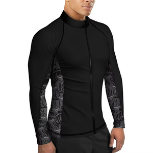 Camiseta de Natación Deportiva para Hombre, Manga Larga, Negra, con Estampado de Tiburón por Sublimación, Secado Rápido, Poliéster, para Entrenamiento Deportivo - Product Image 2