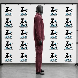 Ensemble de survêtement cargo deux pièces en jean bordeaux personnalisé avec fermeture éclair, style streetwear, pour la vente en gros - Product Image 3