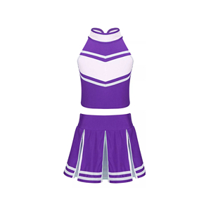 Uniformes de cheerleading sans manches, style jupe, avec impression pailletée du logo CHEER pour enfants, en stock - Product Image 4