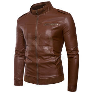 Veste en cuir pour homme de qualité supérieure, style motard classique avec fermeture éclair résistante, idéale pour la mode hivernale et les tenues décontractées. - Product Image 2