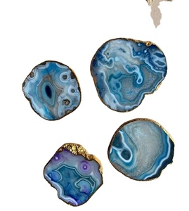 Accesorios de vajilla de diseño elegante Posavasos de ágata con rebanada de ágata galvanizada dorada a precio mayorista con calidad superior - Product Image 1