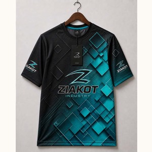 T-shirt de performance personnalisé noir et bleu-vert pourpre pour l'industrie Ziakot (vente en gros) - Product Image 3