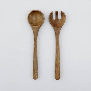 Ustensiles de cuisine cuillère à salade en bois d'acacia avec serveurs ensemble de cuillères royal meilleur Design grand manche en bois ensemble de cuillères - Product Image 1