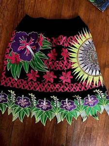 Jupes mi-longues pour femmes, vintage, confortables, respirantes, avec broderie, tricotées, écologiques, 100% polyester, anti-rides - Product Image 6
