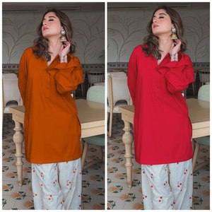 Kurta en coton rouge pour femme avec imprimé cerises, pantalon palazzo ample, tenue décontractée, style indien pakistanais, toutes saisons, longueur midi - Product Image 6