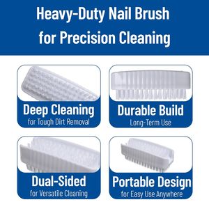 Spazzola per unghie a doppia faccia da 3,5 pollici in plastica bianca con setole in polipropilene per la pulizia di cucina, casa e ristorante - Product Image 3