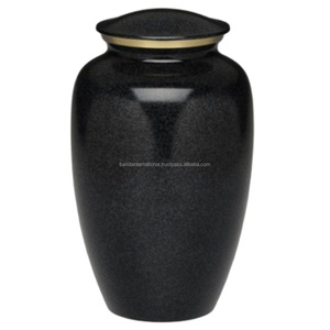 Urnas de cremación para adultos de latón clásico de alta calidad y superior con acabado dorado y negro para funeral para almacenamiento de cenizas humanas - Product Image 3