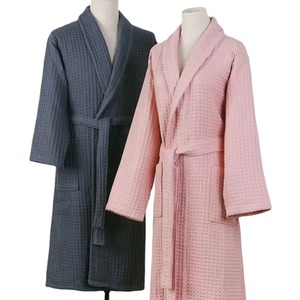 <b>Waffle</b> Weave Cotton Bath Robes - Kimono Style Lightweight Absorbent Spa Hotel <b>Bathrobes</b> - Product Image 2