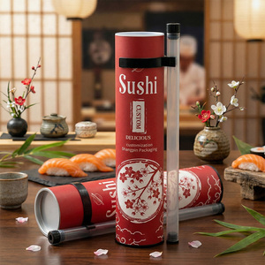 Boîte en tube de papier pour emballage de sushi sur mesure OEM avec couche intérieure anti-graisse - Product Image 6