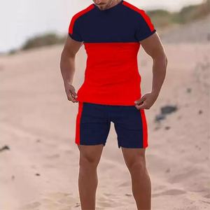 Survêtement d'été avec logo de marque personnalisé pour hommes pantalon court écologique décontracté pour hommes ensemble de t-shirts marque privée nouvelle collection d'été - Product Image 3