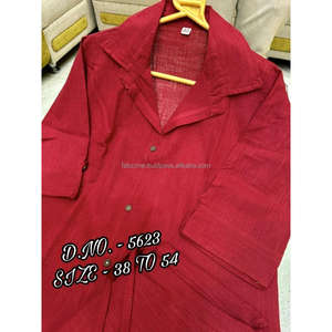 Hermoso algodón pesado flameado/algodón flexible (Hibisco) Cordset de tela de la mejor calidad (camisa de longitud corta-29 ") con botones de madera y L - Product Image 6