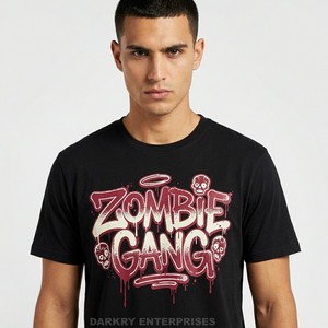 T-shirt streetwear personnalisé pour homme, motif graffiti zombie gang, impression sérigraphique, hip hop, t-shirt oversize en coton, fabricant - Product Image 1