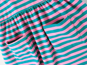 Girls' Set <b>White</b> T-<b>Shirt</b> Striped Suspender <b>Dress</b> with Buttoned Pockets Outdoor Casual Daily <b>Dress</b> Set for Girls made Bangladesh - Product Image 6