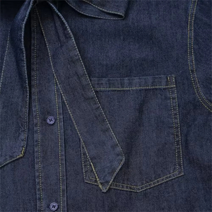 Latest Design Streetwear Denim <b>Shirt</b> for <b>Women</b> Adjustable <b>Button</b> Front High Quality Oversized Long Sleeve Drop Shoulder - Product Image 6