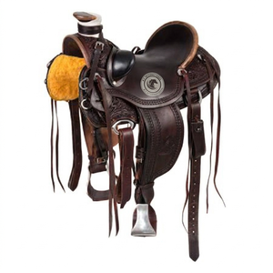 Selle western en cuir avec détails floraux, assise profonde pour le travail à la ferme et les sorties sur sentier, équipement équestre avec étriers - Product Image 5