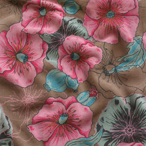 Tissu Mousseline Bio Premium Rose Rouge Grenadier Imprimé Numérique Motif Fleur de Rose Vintage Écologique Léger - Product Image 3