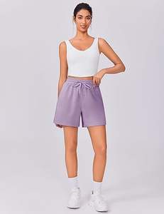 Pantalones Cortos Deportivos Personalizados con Logotipo para Mujer, Pantalones Cortos de Gimnasio con Cordón, Pantalones Cortos Deportivos de Algodón y Felpa para Mujer, Pantalones Cortos Casuales de Alta Calidad para Mujer - Product Image 3