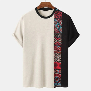 Premium Mens <b>Patchwork</b> T <b>Shirt</b> Ethnic Pattern Casual Fashion Modern Streetwear Breathable Cotton Blend Trendy Graphic - Product Image 6