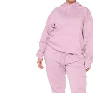 Conjunto Deportivo con Capucha para Mujer, Talla Grande, Estampado Rosa, Pantalones de Felpa de Algodón de Color Sólido, con Bolsillos Laterales - Product Image 3