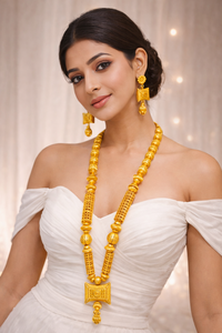 Conjunto de Collar y Pendientes Vintage de Cobre 18K con Baño de Oro 24K, Diseño Floral, Joyería de Moda Francia-Estados Unidos - Product Image 5
