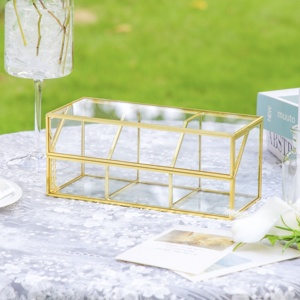 Wholesale Glass Gold <b>Tea</b> Bag Organizer Storage <b>Box</b> with 3 Compartments Christmas Gift for <b>Tea</b> Lovers - Product Image 2