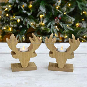 XMAS Tree Design Decorative Christmas Candle Holder Wooden <b>Desktop</b> Display Garden Church Decorative Elegant Wooden Candle <b>Stand</b> - Product Image 4