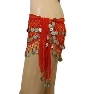 Pañuelo de cadera para danza del vientre, falda de danza del vientre con monedas brillantes, equipo de disfraz de baile, EE. UU. - Product Image 3