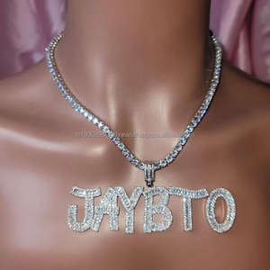 Nuevo colgante de placa con nombre helado personalizado con diamantes VVS Moissanite en joyería de Hip Hop de Plata de Ley 925 - Product Image 1