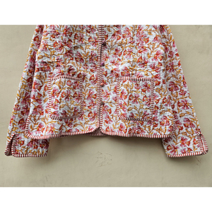 Veste réversible matelassée en coton imprimé à la main, motif floral, col en V, coupe classique, pour femmes et jeunes filles, idéale pour les fêtes, style vintage - Product Image 5