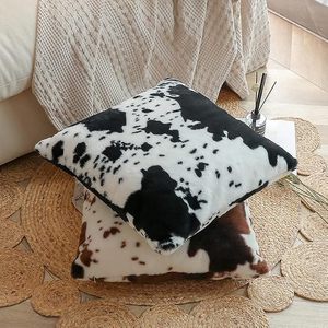 Housse de coussin en fausse fourrure à imprimé vache, motif animalier carré, décoration d'intérieur, style nordique, lavable - Product Image 5