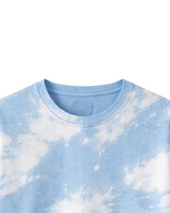 Light Blue <b>Tie</b> Dye T Shirt Men Round Neck Short Sleeve Cotton Casual Streetwear Vintage Wash Custom OEM Wholesale Tee Supplier - Product Image 4