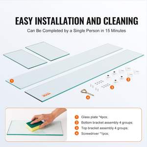 Square Gas Fire Pit <b>Table</b> <b>Clear</b> Tempered Wind Guard 23.5 X 7.5 X 6.5 Inch 0.31 Inch Thick Glass Panel Hard Corner Bracket Feet - Product Image 4