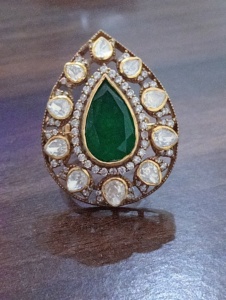 Amaira Jewels Water Drop Cocktail <b>Ring</b> Green Doublet Stone <b>Silver</b> Gold Plated Classic Women's Wedding <b>Ring</b> <b>Adjustable</b> - Product Image 5
