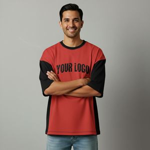 High Quality 100% Cotton Jersey 180 GSM Drop Shoulder Ringer T-shirts Man Custom Printed Logo Crew Neck Lightweight Breathable - Product Image 4