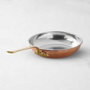 Poêle à frire en cuivre massif avec poignée en laiton, artisanale et martelée, pour la préparation culinaire professionnelle, usage domestique et hôtelier - Product Image 2