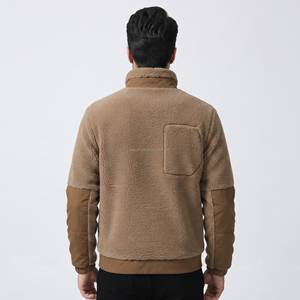 Men's Winter <b>Fleece</b> Jacket Stand Collar Zipper Closure Thick Warm Casual Solid Color Windproof Regular Fit <b>Sherpa</b> Lining - Product Image 4