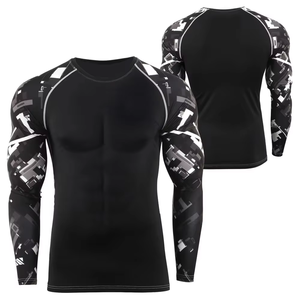 Long Sleeve <b>Custom</b> Rashguard for Men <b>Compression</b> Fit Gym Training Top BJJ MMA Style OEM Quick Dry Pakistan Manufacturer - Product Image 3