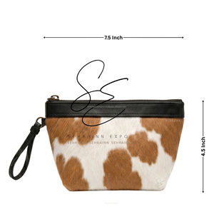 Vintage Hair On Hide Leather <b>Wristlet</b> Clutch Wallet Handmade Western Zipper Travel Pouch for Women - Product Image 3