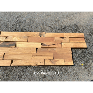 Panneaux muraux insonorisés en teck recyclé à motif géométrique moderne pour villas, divertissement et usage domestique - Product Image 3