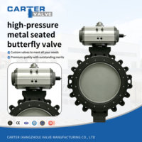 Válvula de Mariposa de Alta Presión con Asiento Metálico WCB A105 de Acero Dúplex, Tipo Wafer, con Brida RF y Triple Offset, Neumática, para Vapor y Gas, API609