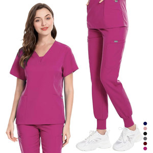 ชุดยูนิฟอร์มพยาบาลแบบ 2 ชิ้น ผ้าสแปนเด็กซ์/โพลีเอสเตอร์ ทอเนื้อผ้าอย่างดี แขนสั้น สวมใส่สบาย ระบายอากาศได้ดี  รับตัดเย็บตามแบบ - Product Image 3