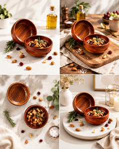 Juego de Tazones para Servir de Madera Hechos a Mano – Tazones de Madera Natural Premium para Servir Aperitivos, Frutos Secos y Ensaladas - Product Image 3