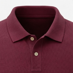 Polo à manches courtes pour homme, couleur bordeaux, 100% coton, tissu Oxford, respirant, coupe classique, design uni, style tissé - Product Image 4