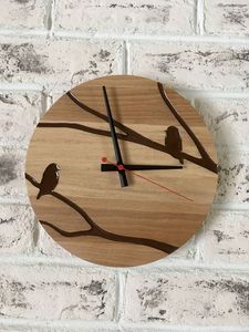Round Wooden <b>Wall</b> <b>Clock</b> With Green Resin Half Minimalist Design Quartz Analog <b>Silent</b> For Living Room Bedroom Office Decor - Product Image 6