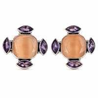 Vente en gros de boucles d'oreilles de fête de luxe en laiton oxydé argenté, serties de cristaux et strass, avec monture à sertir et pierres de taille coussin et marquise, fournisseur en gros