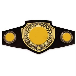 Ceinture de présentation de style lutte en cuir réglable avec plaque métallique personnalisée, accessoire de collection - Product Image 1