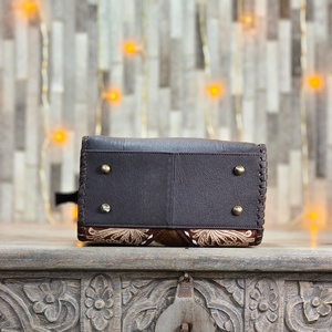 Bolso de mano de cuero de lujo con panel de piel de vaca y diseño floral, bolso tipo duffel Speedy estampado, bolso de mano de cuero de lujo - Product Image 4
