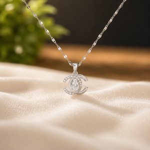 Classic Moissanite C Shape Pendant 10K Plated Yellow Gold Wedding Jewelry Brilliant Round Cut Diamond Pendants - Product Image 3