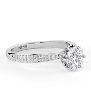 Anillo de Compromiso Solitario Único con Diamante Cultivado en Laboratorio de Corte Redondo y Detalles en Oro Rosa para Mujer - Product Image 4